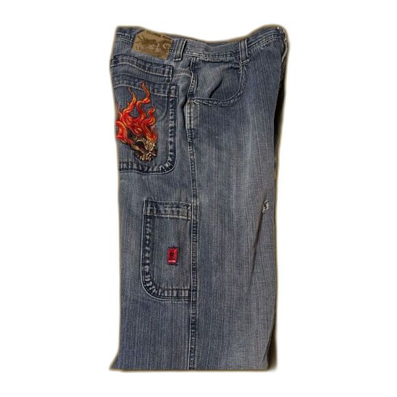 Vintage JNCO Pants 90's Flaming Skull Old School Skater 30"x31" Streetwear Y2K - Picture 3 of 16